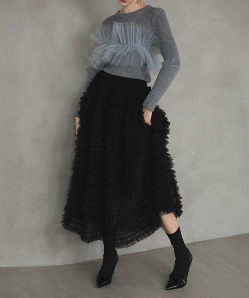 MERAKI（メラキ）の「ボリュームチュールロングスカート（スカート・レディース・ホワイト/グレー/ブラック・FREE）」の22枚目の写真