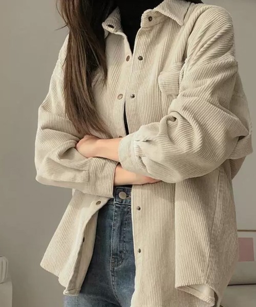 SallyLunn(サリーラン)の「コーデュロイ長袖シャツトップス(シャツ/ブラウス・レディース・ベージュ・LARGE/MEDIUM/SMALL)」の10枚目の写真