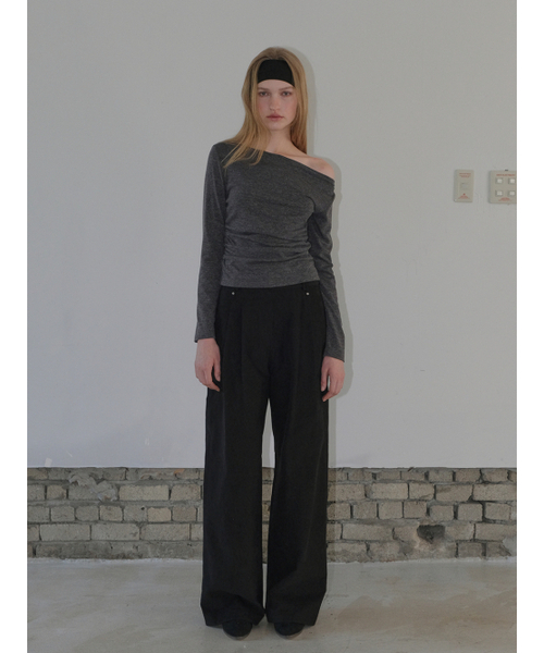 ETMON(エトモン)の「Double Belt Pintuck Pants, Black(その他パンツ・レディース・その他・SMALL/MEDIUM)」の1枚目の写真