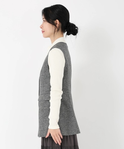 STRAWBERRY-FIELDS(ストロベリーフィールズ)の「ホームスパンラメツイード_Vネックジレ(その他アウター・レディース・ブラック・2)」の3枚目の写真