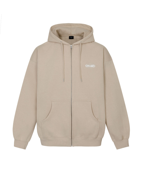 LIMELIGHT APPAREL(ライムライトアパレル)の「アパレルオーバルロゴジップアップフードオーバーサイズ(サンド/ホワイト)(パーカー・メンズ・その他・MEDIUM/LARGE/X-LARGE)」の1枚目の写真