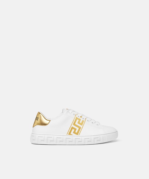 VERSACE(ヴェルサーチ)の「グレカ 刺繍入り ナイロン スニーカー(スニーカー・レディース・ホワイト×ゴールド・35/36/36.5/37/38/39)」の3枚目の写真