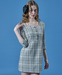 KOLEAT（コレット）の「ツイードヴィンテージスクエアネックミニワンピース[アイボリー]（ワンピース）」