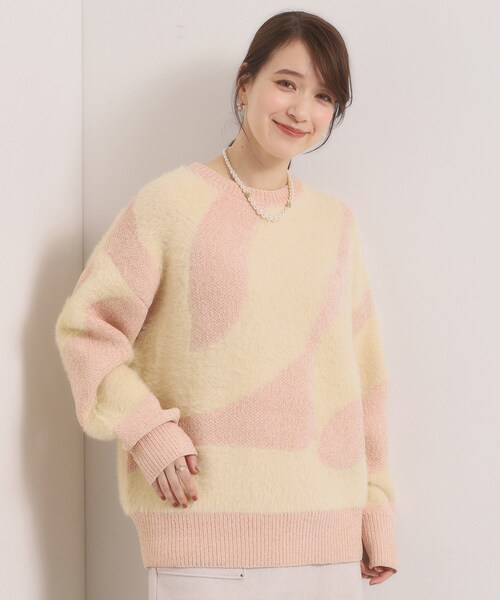 ITS'DEMO(イッツデモ)の「【手洗い可】モール×シャギーニット(ニット/セーター・レディース・ベビーピンク/ライトベージュ/ブルー・00)」の1枚目の写真