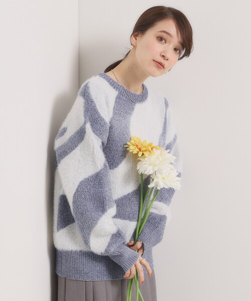 ITS'DEMO(イッツデモ)の「【手洗い可】モール×シャギーニット(ニット/セーター・レディース・ベビーピンク/ライトベージュ/ブルー・00)」の3枚目の写真