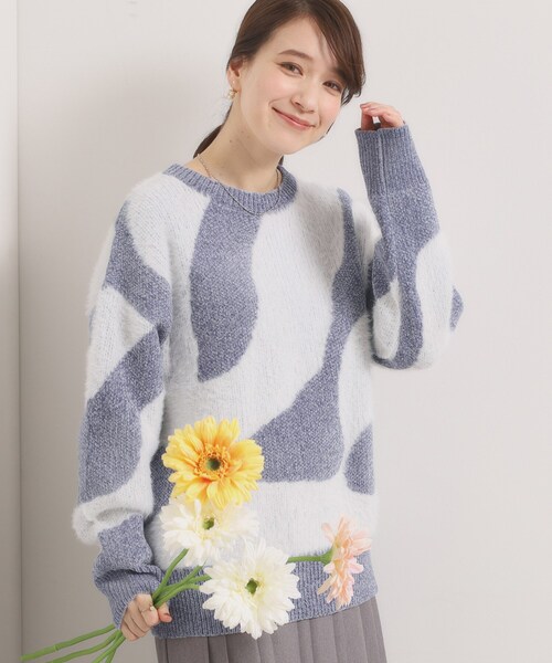 ITS'DEMO(イッツデモ)の「【手洗い可】モール×シャギーニット(ニット/セーター・レディース・ベビーピンク/ライトベージュ/ブルー・00)」の11枚目の写真