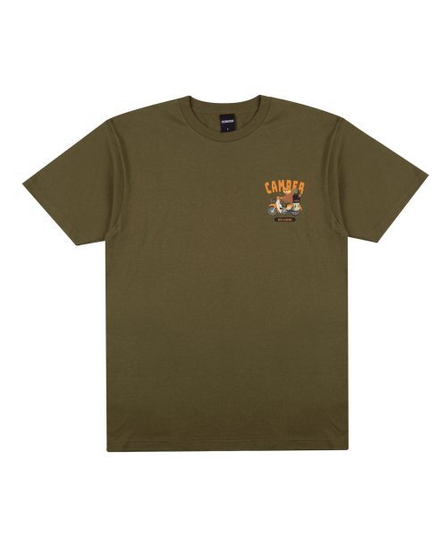 CREAM SODA LAB（クリームソーダラボ）の「モトキャンプ スモールロゴ 半袖Tシャツ オリーブ（Tシャツ/カットソー・レディース・その他・LARGE/MEDIUM/X-LARGE/XX-LARGE）」の2枚目の写真