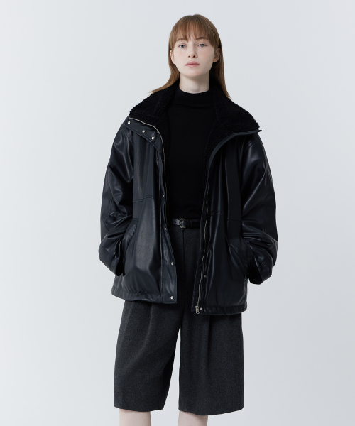 JULIAPEPE（ジュリアペペ）の「Fluffy Winter Leather Jacket (Black)（ライダースジャケット・レディース・その他・F）」の3枚目の写真