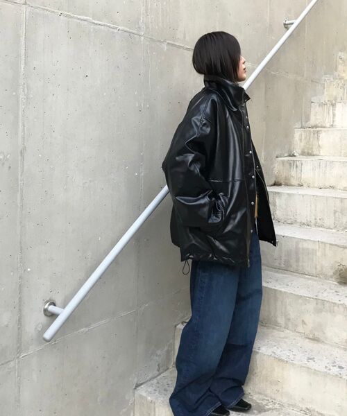 JULIAPEPE（ジュリアペペ）の「Fluffy Winter Leather Jacket (Black)（ライダースジャケット・レディース・その他・F）」の4枚目の写真