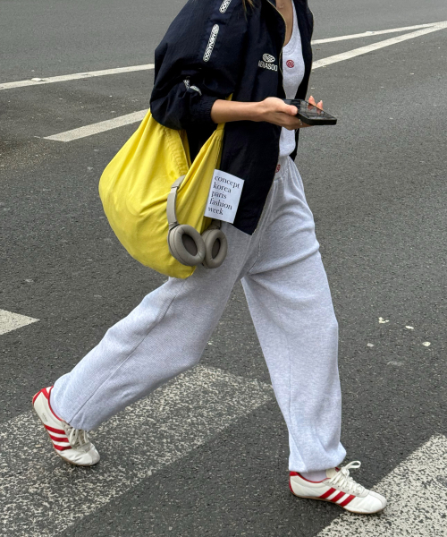 MENASOO（ミナス）の「Track Logo Waffle Jogger Pants_White Melange（スウェットパンツ・レディース・ホワイト・F）」の3枚目の写真