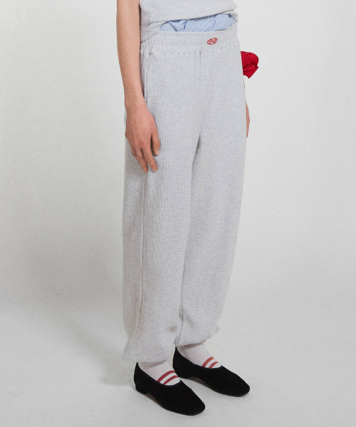 MENASOO（ミナス）の「Track Logo Waffle Jogger Pants_White Melange（スウェットパンツ・レディース・ホワイト・F）」の7枚目の写真