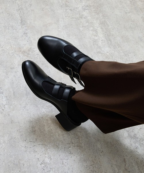 And A（アンドエー）の「PADRONE パドローネ / W STRAP SLIP-ON ダブルストラップスリッポンミュールシューズ / PU8394-2110（ドレスシューズ・メンズ・ブラック・42/41/40）」の21枚目の写真