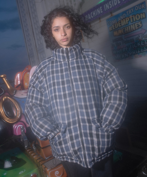 Check Padded Jacket Reversible Check Padded Jacket Light Grey(ダウンベスト)|ERTR(イーアールティーアール)の ...