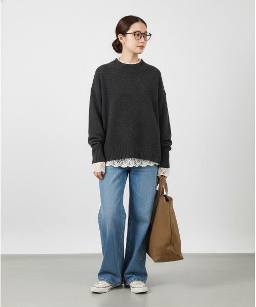 Muscat(マスカット)の「モヘアタッチ ルーズニットプルオーバー(ニット/セーター・レディース・レッド/ブラウン/チャコールグレー・F)」の12枚目の写真