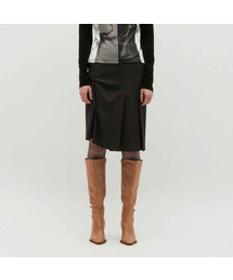 DOZI - Pinched Stripe Skirt _ BROWN