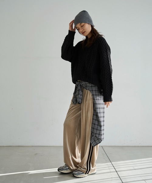 meilmada（メイルマダ）の「サイドラインベロアトラックパンツ（スラックス・レディース・ブラック/ベージュ・FREE）」の18枚目の写真