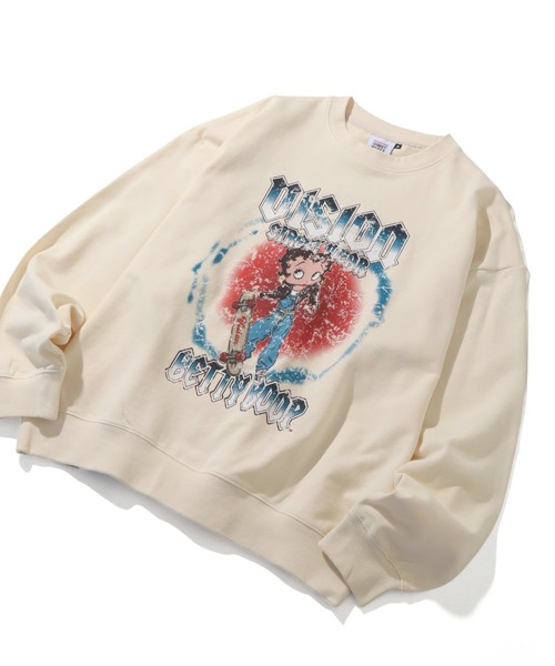 VISION STREET WEAR(ヴィジョンストリートウェア)の「【VISION STREET WEAR/ヴィジョンストリートウェア】×【BETTY BOOP/べティブ-プ】メタルロゴ スケーター クルーネック スウェット トレーナー(スウェット・メンズ・ライトグレー/チャコールグレー/オフホワイト・LL/M/L)」の2枚目の写真