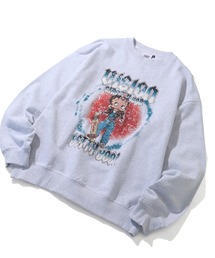 【VISION STREET WEAR/ヴィジョンストリートウェア】×【BETTY BOOP/べティブ-プ】メタルロゴ スケーター クルーネック スウェット トレーナー