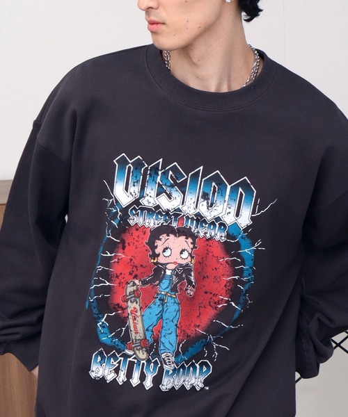 VISION STREET WEAR(ヴィジョンストリートウェア)の「【VISION STREET WEAR/ヴィジョンストリートウェア】×【BETTY BOOP/べティブ-プ】メタルロゴ スケーター クルーネック スウェット トレーナー(スウェット・メンズ・ライトグレー/チャコールグレー/オフホワイト・LL/M/L)」の7枚目の写真