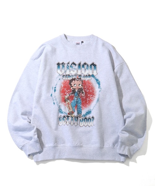 VISION STREET WEAR(ヴィジョンストリートウェア)の「【VISION STREET WEAR/ヴィジョンストリートウェア】×【BETTY BOOP/べティブ-プ】メタルロゴ スケーター クルーネック スウェット トレーナー(スウェット・メンズ・ライトグレー/チャコールグレー/オフホワイト・LL/M/L)」の18枚目の写真