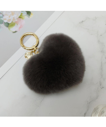 MAIA（マイア）の「Rabbit Fur Heart Keychain &amp; Charm - Beige（キーケース/キーアクセサリー）」