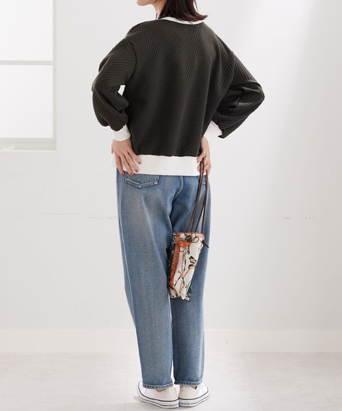 BELLUNA PLUS（ベルーナ）の「幾何柄ジャカード配色リブプルオーバー（Tシャツ/カットソー・レディース・アイボリー/カーキ/セージグリーン/ネイビー・MEDIUM/LARGE/X-LARGE）」の14枚目の写真