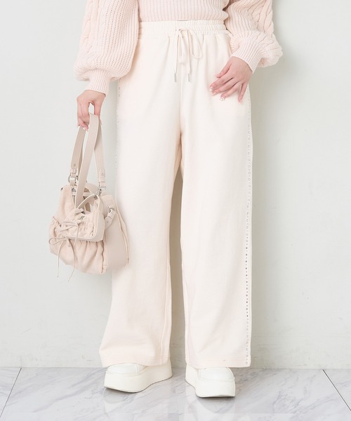 セール】ビジューカットパンツ（スウェットパンツ）｜one after