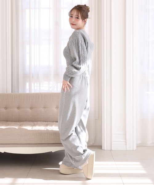 セール】ビジューカットパンツ（スウェットパンツ）｜one after