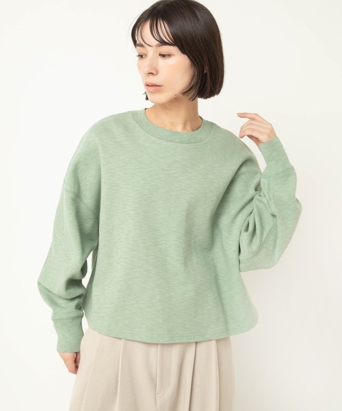 RNA-N(アールエヌエーエヌ)の「M2595 スラブスムースショート丈プルオーバー(Tシャツ/カットソー・レディース・杢グレー/キナリ/ミント・FREE)」の12枚目の写真