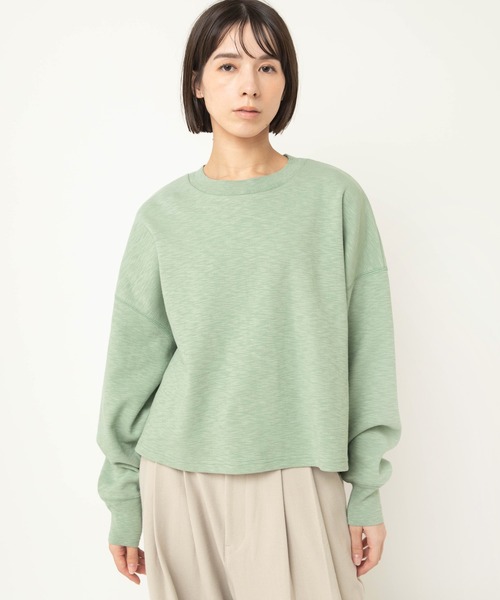 RNA-N(アールエヌエーエヌ)の「M2595 スラブスムースショート丈プルオーバー(Tシャツ/カットソー・レディース・杢グレー/キナリ/ミント・FREE)」の13枚目の写真