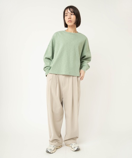 RNA-N(アールエヌエーエヌ)の「M2595 スラブスムースショート丈プルオーバー(Tシャツ/カットソー・レディース・杢グレー/キナリ/ミント・FREE)」の22枚目の写真