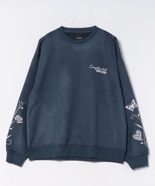 ANPAS(アンパス)の「Faux suede sweatshirt featuring sleeve embroidery / フェイクスエード 袖刺繍 スウェットトレーナー メンズ レディース ユニセックス(スウェット・メンズ・チャコール/アイボリー/ネイビー・L/M)」の22枚目の写真