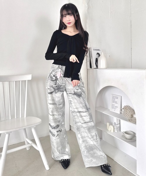 Loueme(ルエム)の「カップ付きフロントリボントップス(Tシャツ/カットソー・レディース・オフホワイト/グレー/ブラック・FREE)」の11枚目の写真