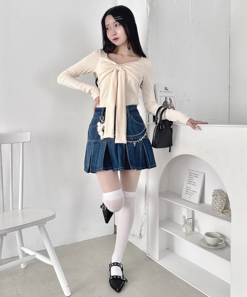 Loueme(ルエム)の「カップ付きフロントリボントップス(Tシャツ/カットソー・レディース・オフホワイト/グレー/ブラック・FREE)」の15枚目の写真