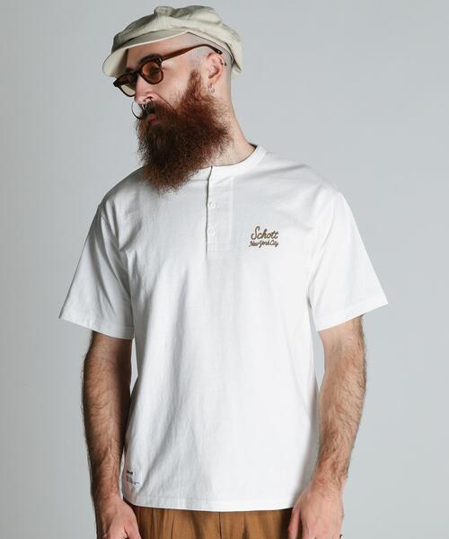 schott(ショット)の「Schott/ショット/ROPE HENLEY T-SHIRT/ロープヘンリー Tシャツ(Tシャツ/カットソー・メンズ・ホワイト/ベージュ/ブラック・M/L/XL/2XL)」の19枚目の写真