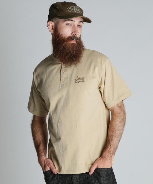 schott(ショット)の「Schott/ショット/ROPE HENLEY T-SHIRT/ロープヘンリー Tシャツ(Tシャツ/カットソー・メンズ・ホワイト/ベージュ/ブラック・M/L/XL/2XL)」の12枚目の写真