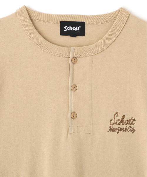 schott(ショット)の「Schott/ショット/ROPE HENLEY T-SHIRT/ロープヘンリー Tシャツ(Tシャツ/カットソー・メンズ・ホワイト/ベージュ/ブラック・M/L/XL/2XL)」の7枚目の写真