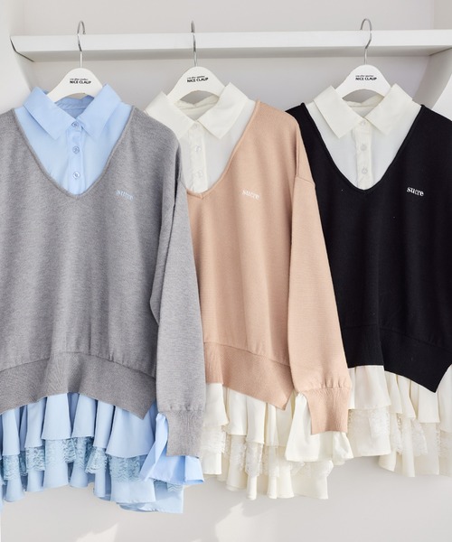 one after another NICE CLAUP（ワンアフターアナザーナイスクラップ）の「ドッキングミニワンピース（ワンピース・レディース・ブラック×ホワイト/グレー×サックスブルー/ベージュ系その他/ホワイト×ブルー・FREE）」の15枚目の写真