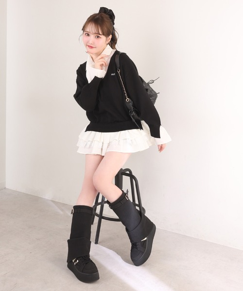 one after another NICE CLAUP（ワンアフターアナザーナイスクラップ）の「ドッキングミニワンピース（ワンピース・レディース・ブラック×ホワイト/グレー×サックスブルー/ベージュ系その他/ホワイト×ブルー・FREE）」の6枚目の写真