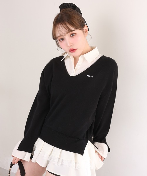 one after another NICE CLAUP（ワンアフターアナザーナイスクラップ）の「ドッキングミニワンピース（ワンピース・レディース・ブラック×ホワイト/グレー×サックスブルー/ベージュ系その他/ホワイト×ブルー・FREE）」の9枚目の写真