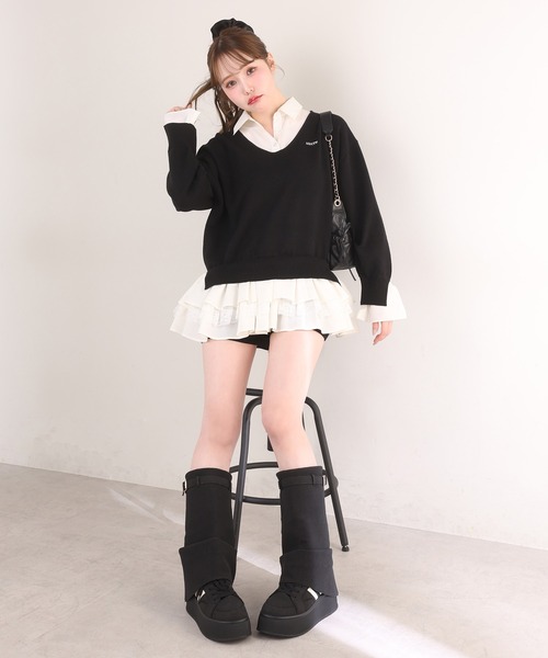 one after another NICE CLAUP（ワンアフターアナザーナイスクラップ）の「ドッキングミニワンピース（ワンピース・レディース・ブラック×ホワイト/グレー×サックスブルー/ベージュ系その他/ホワイト×ブルー・FREE）」の7枚目の写真