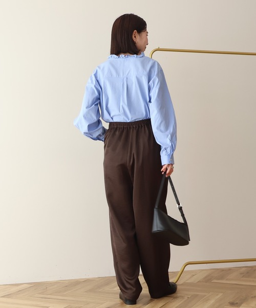 AMERICAN HOLIC（アメリカンホリック）の「フリルVネックブラウス（シャツ/ブラウス・レディース・ブラウン/サックスブルー・L/M）」の4枚目の写真