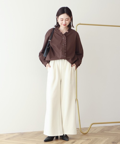 AMERICAN HOLIC（アメリカンホリック）の「フリルVネックブラウス（シャツ/ブラウス・レディース・ブラウン/サックスブルー・L/M）」の9枚目の写真