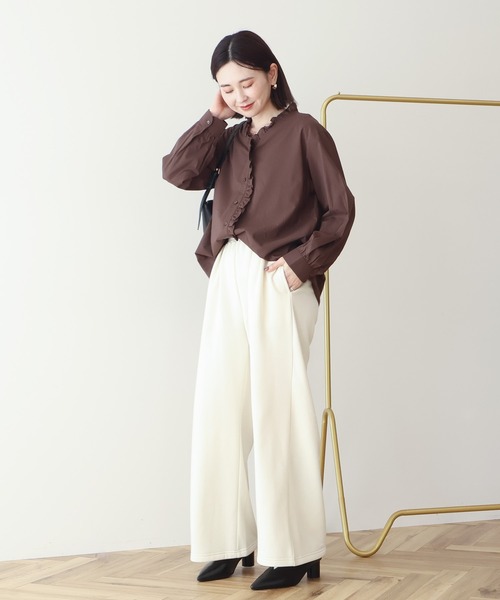 AMERICAN HOLIC（アメリカンホリック）の「フリルVネックブラウス（シャツ/ブラウス・レディース・ブラウン/サックスブルー・L/M）」の10枚目の写真