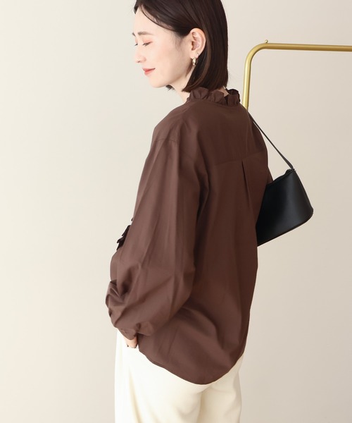 AMERICAN HOLIC（アメリカンホリック）の「フリルVネックブラウス（シャツ/ブラウス・レディース・ブラウン/サックスブルー・L/M）」の12枚目の写真