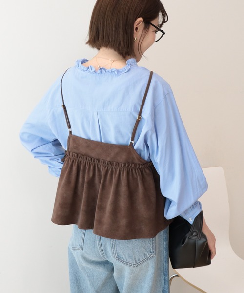 AMERICAN HOLIC（アメリカンホリック）の「フリルVネックブラウス（シャツ/ブラウス・レディース・ブラウン/サックスブルー・L/M）」の20枚目の写真