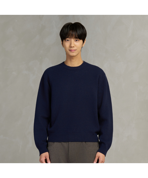 HYOJI(ヒョージ)の「FW ウォッシャブル ソフトタッチ ラウンドネック クロップドニット (7カラー)(ニット/セーター・メンズ・チャコール/ネイビー/ブラウン/レッド/クリーム/ダークグリーン/ブラック・M/L/XL)」の6枚目の写真
