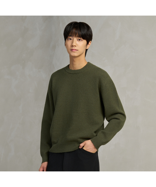 HYOJI(ヒョージ)の「FW ウォッシャブル ソフトタッチ ラウンドネック クロップドニット (7カラー)(ニット/セーター・メンズ・チャコール/ネイビー/ブラウン/レッド/クリーム/ダークグリーン/ブラック・M/L/XL)」の5枚目の写真