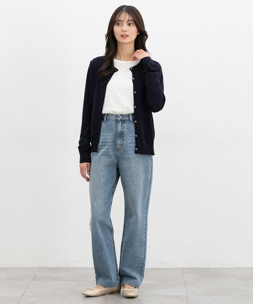 Honeys(ハニーズ)の「【UVカット・花粉リリース加工】花粉対策フラワー釦カーディガン(カーディガン/ボレロ・レディース・イエロー/ネイビー/ピンク/ブラック×ベージュ/アイボリー/ホワイト×ブラック/サックスブルー/ブラック・L/LL/M/S)」の15枚目の写真