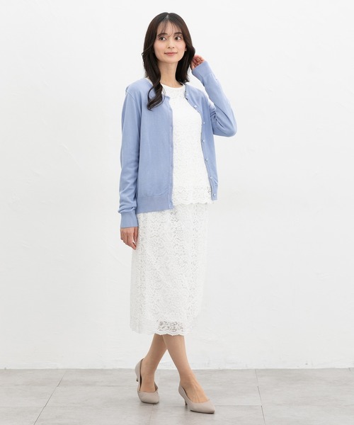 Honeys(ハニーズ)の「【UVカット・花粉リリース加工】花粉対策フラワー釦カーディガン(カーディガン/ボレロ・レディース・イエロー/ネイビー/ピンク/ブラック×ベージュ/アイボリー/ホワイト×ブラック/サックスブルー/ブラック・L/LL/M/S)」の22枚目の写真